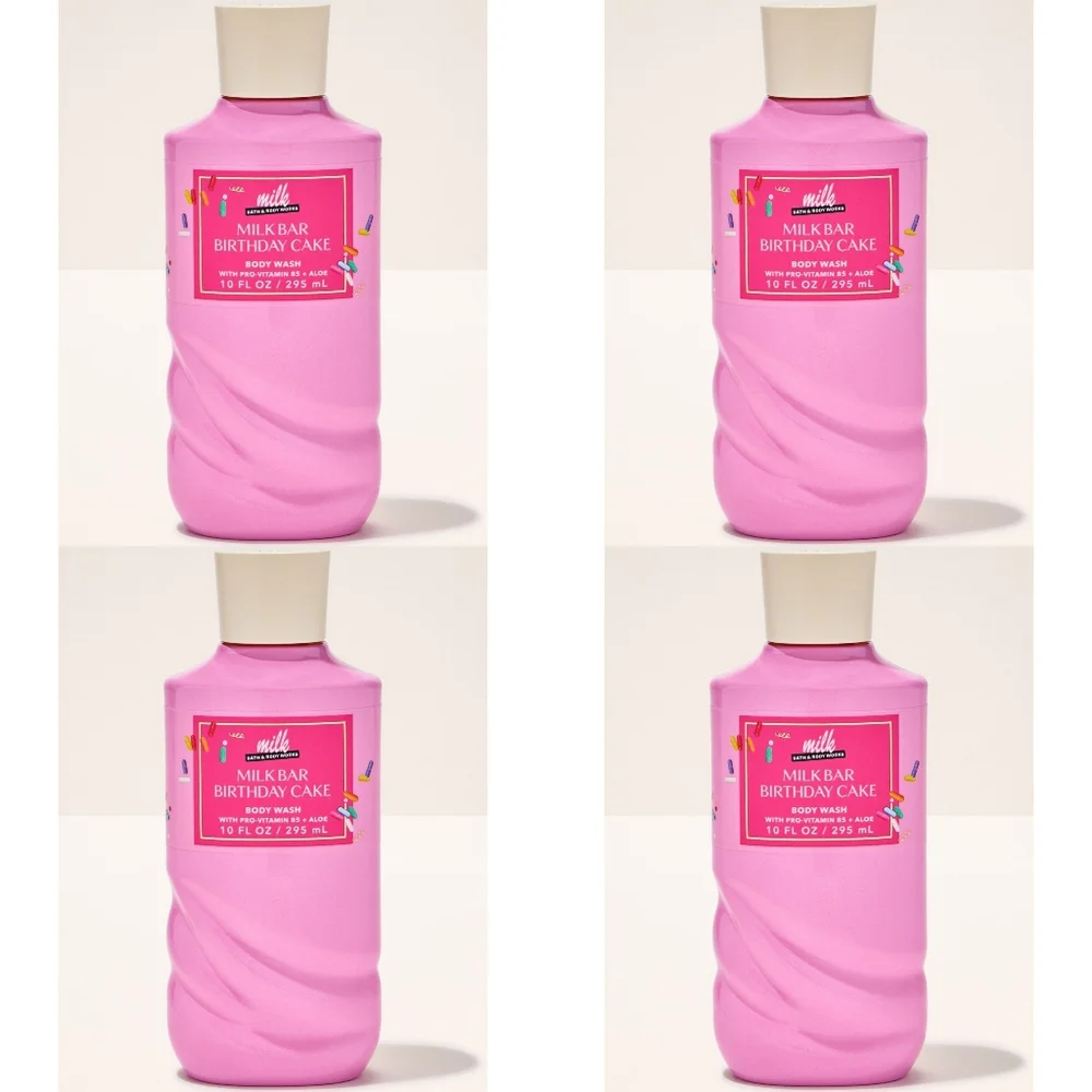 Bath & Body Works Milk Bar Bakery Birthday Cake Body Wash Set of 4 NEW Rare